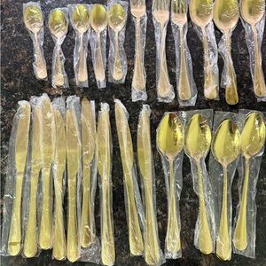 Gold Stainless Steel Flatware Set | New | Individually Wrapped